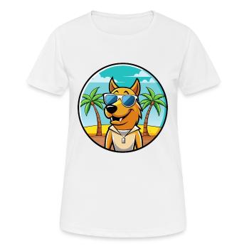 Smaland Hound Hund Rasse Cartoon Sonnenbrille Strand - Frauen T-Shirt atmungsaktiv - Weiß - Vorne - AI Model Female 172 dark (172cm)