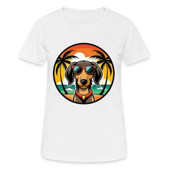 Westfälischer Dachsbracke Hunderasse Cartoon Beach - Frauen T-Shirt atmungsaktiv - Weiß - Vorne - AI Model Female 172 dark (172cm)