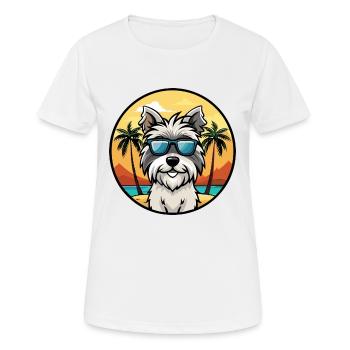 Skye Terrier Hunderasse Cartoon Sonnenbrille Strand - Frauen T-Shirt atmungsaktiv - Weiß - Vorne - AI Model Female 172 dark (172cm)