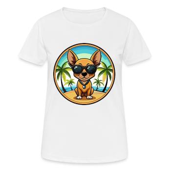 Lunettes de soleil de dessin animé Russian Toy Terrier Dog Breed - T-shirt respirant Femme - blanc - Devant - AI Model Female 172 dark (172cm)