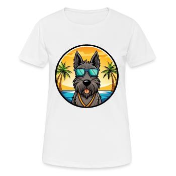 Scottish Terrier Hunderasse Cartoon Sonnenbrille Strand - Frauen T-Shirt atmungsaktiv - Weiß - Vorne - AI Model Female 172 dark (172cm)