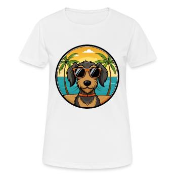 Drahthaardackel Hunderasse Cartoon Sonnenbrille - Frauen T-Shirt atmungsaktiv - Weiß - Vorne - AI Model Female 172 dark (172cm)