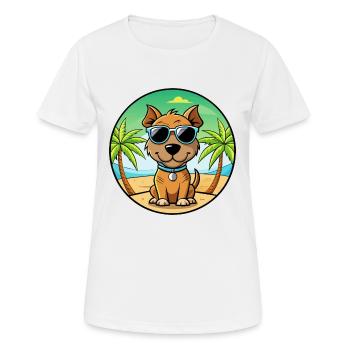 Teddy Roosevelt Terrier Dog Breed Cartoon Beach - Women's Breathable T-Shirt - white - Front - AI Model Female 172 dark (172cm)
