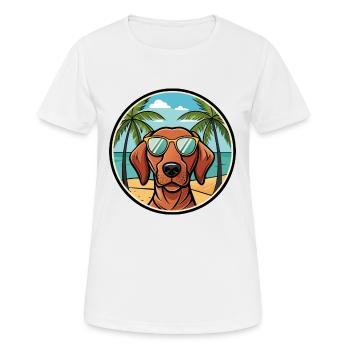 Vizsla à poil dur race de chien dessin animé lunettes de soleil plage - T-shirt respirant Femme - blanc - Devant - AI Model Female 172 dark (172cm)