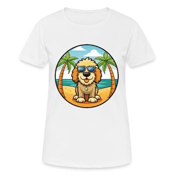 Spanisch Wasser Hund Rasse Cartoon Sonnenbrille Strand - Frauen T-Shirt atmungsaktiv - Weiß - Vorne - AI Model Female 172 dark (172cm)