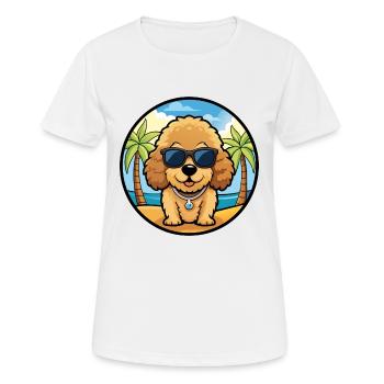 Toy Poodle Dog Breed Cartoon Sunglasses Beach - Women's Breathable T-Shirt - white - Front - AI Model Female 172 dark (172cm)