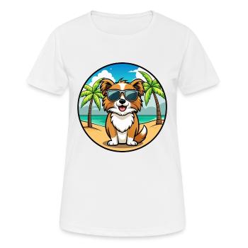 Épagneul tibétain race chien dessin animé lunettes de soleil plage - T-shirt respirant Femme - blanc - Devant - AI Model Female 172 dark (172cm)