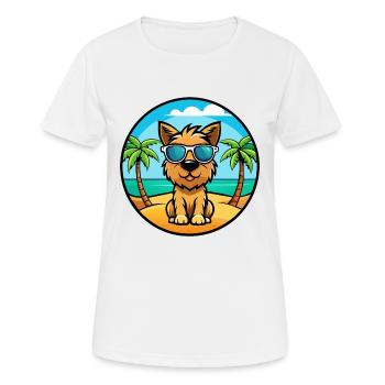 Tenterfield Terrier Hunderasse Cartoon Sonnenbrille - Frauen T-Shirt atmungsaktiv - Weiß - Vorne - AI Model Female 172 dark (172cm)