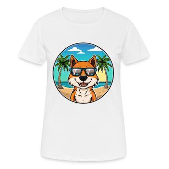 Taigan Kyrgyz Taighany Dog Breed Cartoon Beach - Women's Breathable T-Shirt - white - Front - AI Model Female 172 dark (172cm)