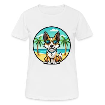 Toy Fox Terrier Chien Race Dessin Animé Lunettes De Soleil Plage - T-shirt respirant Femme - blanc - Devant - AI Model Female 172 dark (172cm)