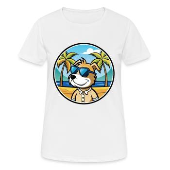 Sporting Lucas Terrier Chien Race Dessin Animé Plage - T-shirt respirant Femme - blanc - Devant - AI Model Female 172 dark (172cm)