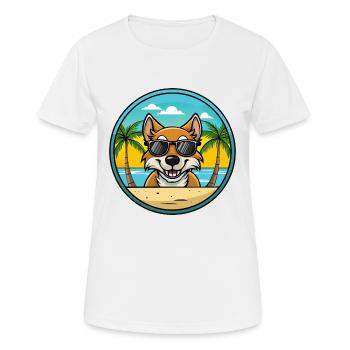 Tiroler Bracke Hunderasse Cartoon Sonnenbrille Strand - Frauen T-Shirt atmungsaktiv - Weiß - Vorne - AI Model Female 172 dark (172cm)