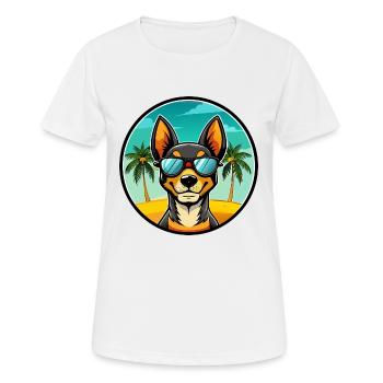 Spielzeug Manchester Terrier Hunderasse Cartoon Strand - Frauen T-Shirt atmungsaktiv - Weiß - Vorne - AI Model Female 172 dark (172cm)
