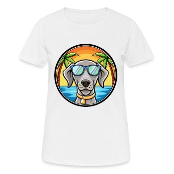 Weimaraner Hund Rasse Cartoon Sonnenbrille Strand - Frauen T-Shirt atmungsaktiv - Weiß - Vorne - AI Model Female 172 dark (172cm)