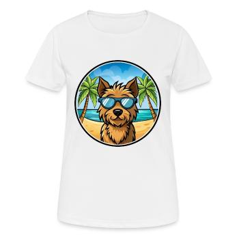 Welsh Terrier Chien Race Dessin Animé Lunettes De Soleil Plage - T-shirt respirant Femme - blanc - Devant - AI Model Female 172 dark (172cm)