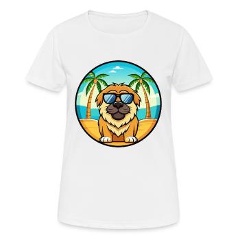 Tibetische Dogge Hunderasse Cartoon Sonnenbrille Strand - Frauen T-Shirt atmungsaktiv - Weiß - Vorne - AI Model Female 172 dark (172cm)