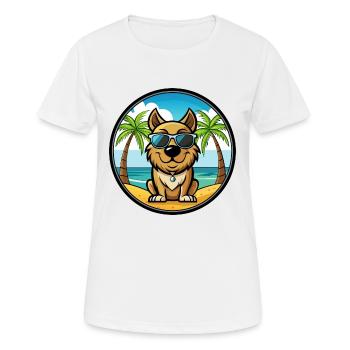 Tosa Hunderasse Cartoon Sonnenbrille Strand - Frauen T-Shirt atmungsaktiv - Weiß - Vorne - AI Model Female 172 dark (172cm)