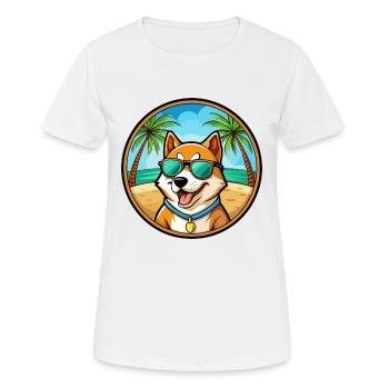 Shikoku Dog Breed Cartoon Sunglasses Beach - Women's Breathable T-Shirt - white - Front - AI Model Female 172 dark (172cm)