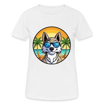 Tamaskan Dog Breed Cartoon Sunglasses Beach - Women's Breathable T-Shirt - white - Front - AI Model Female 172 dark (172cm)