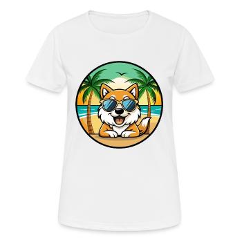 Spitz Chien Race Dessin Animé Lunettes De Soleil Plage - T-shirt respirant Femme - blanc - Devant - AI Model Female 172 dark (172cm)