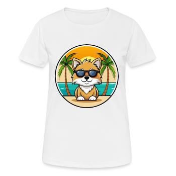 Spielzeug Deutscher Spitz Hund Rasse Cartoon Sonnenbrille Strand - Frauen T-Shirt atmungsaktiv - Weiß - Vorne - AI Model Female 172 dark (172cm)