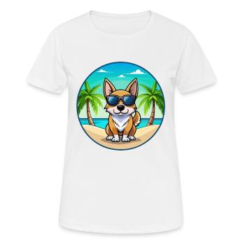Suédois Vallhund Race Chien Dessin Animé Lunettes De Soleil Plage - T-shirt respirant Femme - blanc - Devant - AI Model Female 172 dark (172cm)