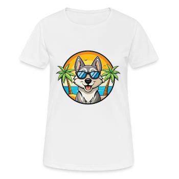 Schwedischer Elchhund Hunderasse Cartoon Sonnenbrille Strand - Frauen T-Shirt atmungsaktiv - Weiß - Vorne - AI Model Female 172 dark (172cm)