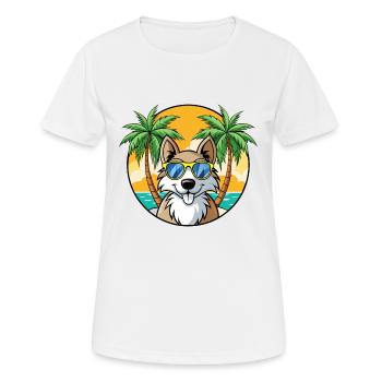 Stichelhaar Chien Race Dessin Animé Lunettes de Soleil Plage - T-shirt respirant Femme - blanc - Devant - AI Model Female 172 dark (172cm)
