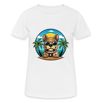 Kai Ken Hunderasse Cartoon Sonnenbrille Strand - Frauen T-Shirt atmungsaktiv - Weiß - Vorne - AI Model Female 172 dark (172cm)