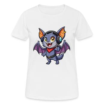 Chauve-souris drôle de personnage de dessin animé Musique de casque - T-shirt respirant Femme - blanc - Devant - AI Model Female 172 dark (172cm)