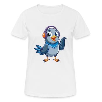 Taube Lustige Zeichentrickfigur Kopfhörer Musik - Frauen T-Shirt atmungsaktiv - Weiß - Vorne - AI Model Female 172 dark (172cm)