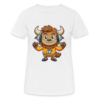 Bison Funny Cartoon Character Headphone Music - Women's Breathable T-Shirt - white - Front - AI Model Female 172 dark (172cm)