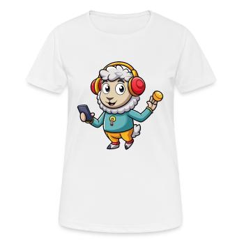 Schaf Lustige Zeichentrickfigur Kopfhörer Musik - Frauen T-Shirt atmungsaktiv - Weiß - Vorne - AI Model Female 172 dark (172cm)