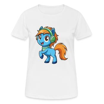 Poney Drôle Dessin Animé Personnage Casque Musique - T-shirt respirant Femme - blanc - Devant - AI Model Female 172 dark (172cm)