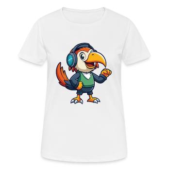 Toucan Funny Cartoon Character Headphone Music - Women's Breathable T-Shirt - white - Front - AI Model Female 172 dark (172cm)