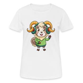 Ram Funny Cartoon Character Musique de casque - T-shirt respirant Femme - blanc - Devant - AI Model Female 172 dark (172cm)