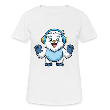 Yeti Funny Cartoon Character Musique de casque - T-shirt respirant Femme - blanc - Devant - AI Model Female 172 dark (172cm)