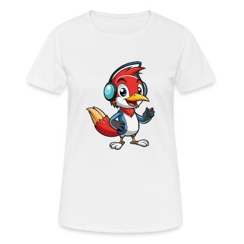 Woodpecker Funny Cartoon Character Musique de casque - T-shirt respirant Femme - blanc - Devant - AI Model Female 172 dark (172cm)