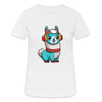 Lama Lustige Zeichentrickfigur Kopfhörer Musik - Frauen T-Shirt atmungsaktiv - Weiß - Vorne - AI Model Female 172 dark (172cm)