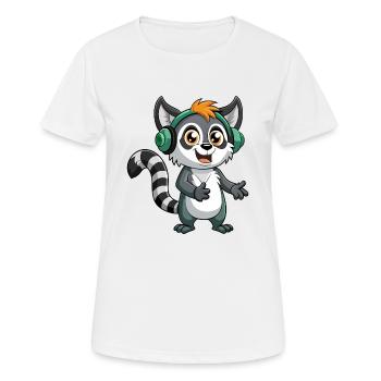Lemur Funny Cartoon Character Headphone Music - Women's Breathable T-Shirt - white - Front - AI Model Female 172 dark (172cm)
