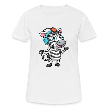 Zebra Lustige Zeichentrickfigur Kopfhörer Musik - Frauen T-Shirt atmungsaktiv - Weiß - Vorne - AI Model Female 172 dark (172cm)