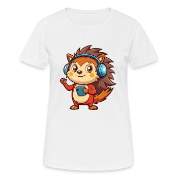 Igel Lustige Zeichentrickfigur Kopfhörer Musik - Frauen T-Shirt atmungsaktiv - Weiß - Vorne - AI Model Female 172 dark (172cm)