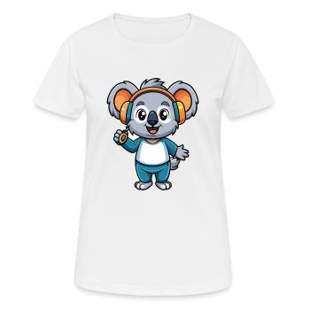 Koala Lustige Cartoon Figur Kopfhörer Musik - Frauen T-Shirt atmungsaktiv - Weiß - Vorne - AI Model Female 172 dark (172cm)