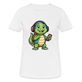 Turtle Funny Cartoon Character Headphone Music - Women's Breathable T-Shirt - white - Front - AI Model Female 172 dark (172cm)