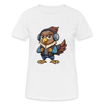 Hawk Funny Cartoon Character Musique de casque - T-shirt respirant Femme - blanc - Devant - AI Model Female 172 dark (172cm)