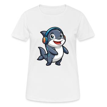 Orca Lustige Zeichentrickfigur Kopfhörer Musik - Frauen T-Shirt atmungsaktiv - Weiß - Vorne - AI Model Female 172 dark (172cm)