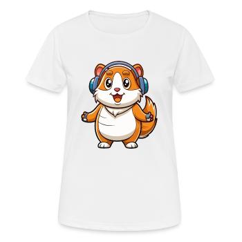 Cochon d’Inde Drôle Dessin Animé Personnage Casque Musique - T-shirt respirant Femme - blanc - Devant - AI Model Female 172 dark (172cm)