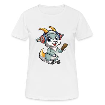 Ziege Lustige Zeichentrickfigur Kopfhörer Musik - Frauen T-Shirt atmungsaktiv - Weiß - Vorne - AI Model Female 172 dark (172cm)