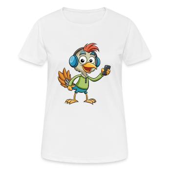 Strauß Lustige Cartoon Figur Kopfhörer Musik - Frauen T-Shirt atmungsaktiv - Weiß - Vorne - AI Model Female 172 dark (172cm)