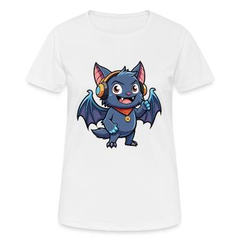 Chauve-souris drôle de personnage de dessin animé Musique de casque - T-shirt respirant Femme - blanc - Devant - AI Model Female 172 dark (172cm)